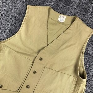 Filson Vest Mens 42 Beige Canvas Button Front Workwear Pockets Outdoor Hunting